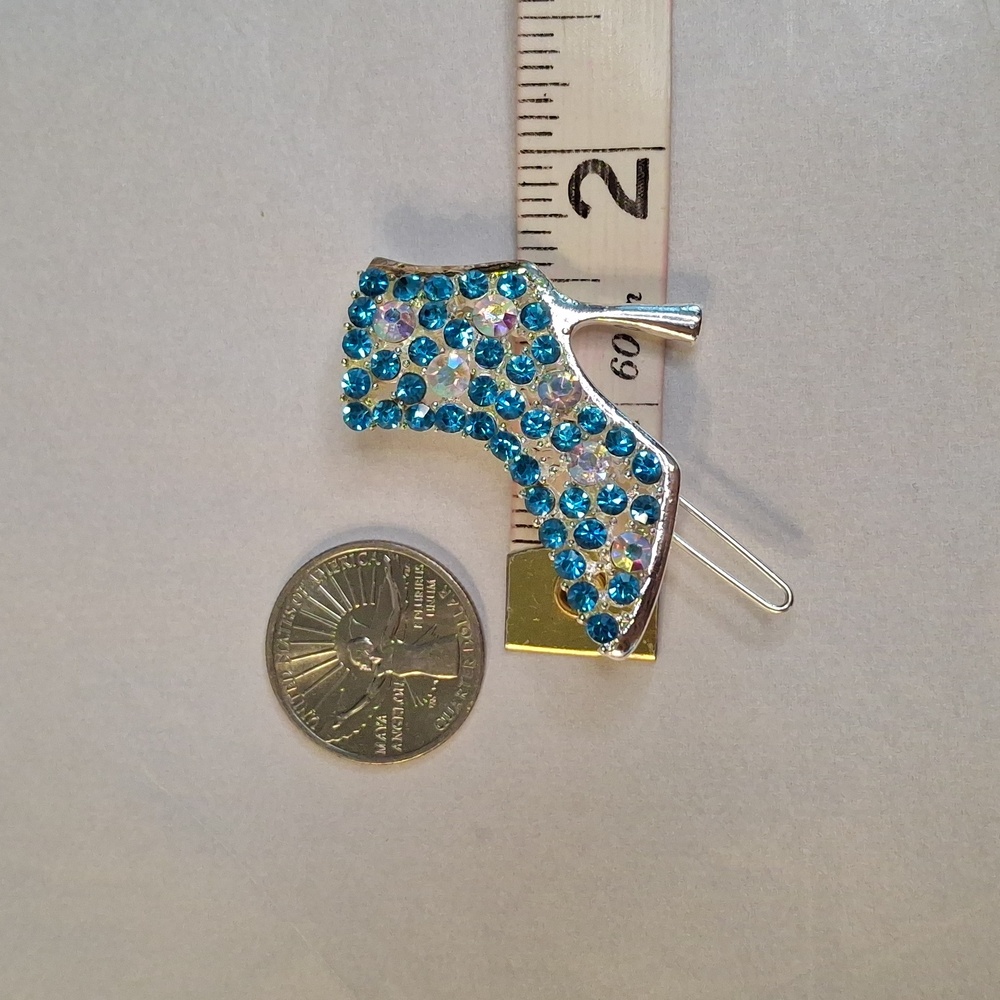 Blue Rhinestone High Heel Barette - Picture 4 of 5